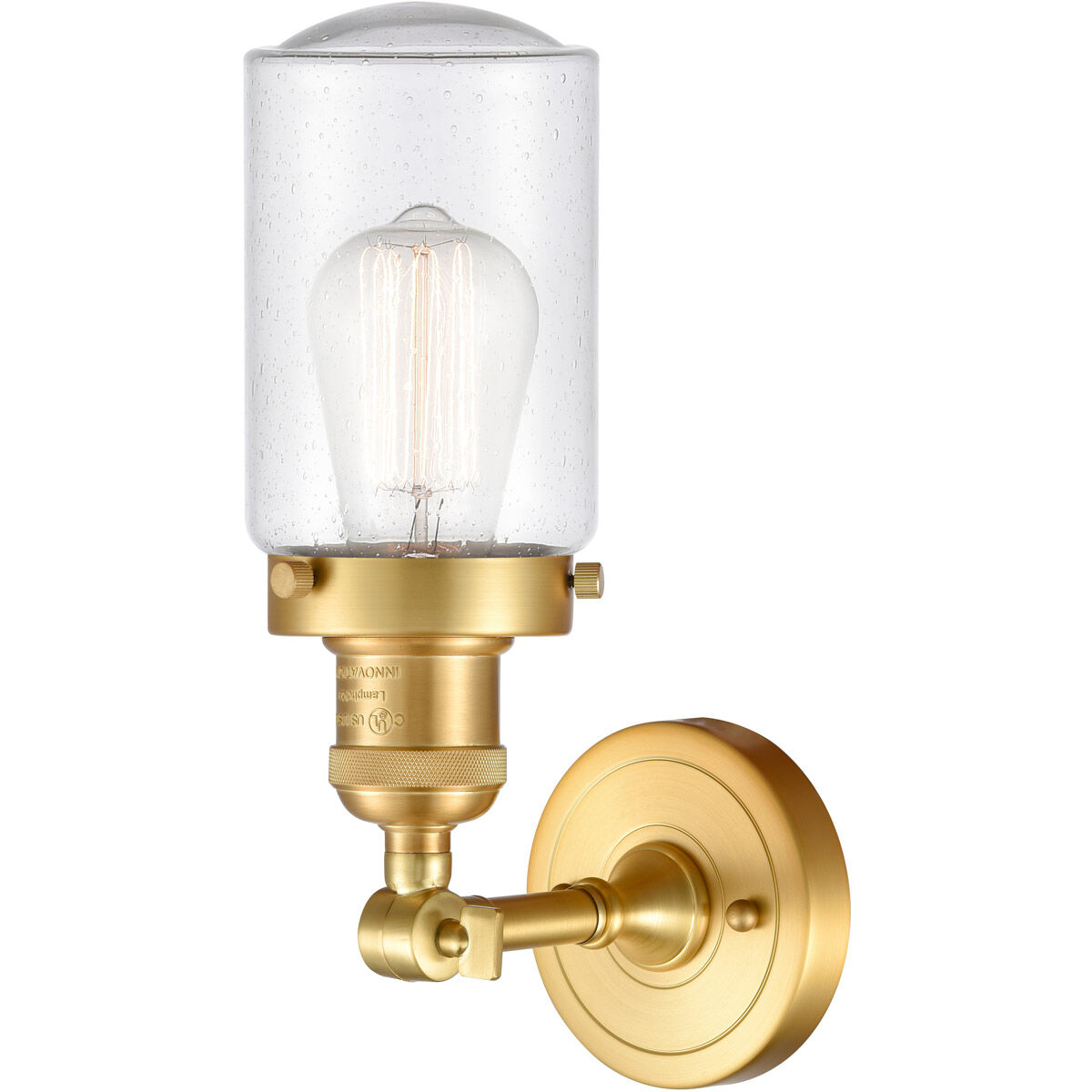 Franklin Restoration Dover LED 5 inch Satin Gold Sconce Wall Light in Seedy Glass, Franklin Restoration