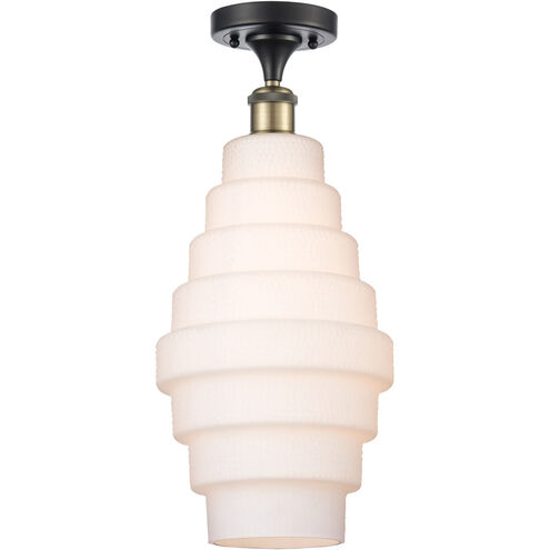 Ballston Cascade LED 8.25 inch Black Antique Brass Semi-Flush Mount Ceiling Light in White