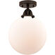 Nouveau 2 Beacon LED 10 inch Oil Rubbed Bronze Semi-Flush Mount Ceiling Light in Matte White Glass