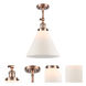 Franklin Restoration X-Large Cone 1 Light 12 inch Antique Copper Semi-Flush Mount Ceiling Light in Matte White Glass, Franklin Restoration
