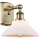 Ballston Orwell 1 Light 8 inch Antique Brass Sconce Wall Light in Incandescent, Matte White Glass, Ballston