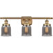 Ballston Small Bell 3 Light 26 inch Brushed Brass Bath Vanity Light Wall Light in Plated Smoke Glass