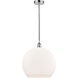 Edison Athens LED 13.75 inch Polished Chrome Pendant Ceiling Light in Matte White Glass