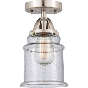 Nouveau 2 Canton 1 Light 6 inch Brushed Satin Nickel Semi-Flush Mount Ceiling Light in Seedy Glass