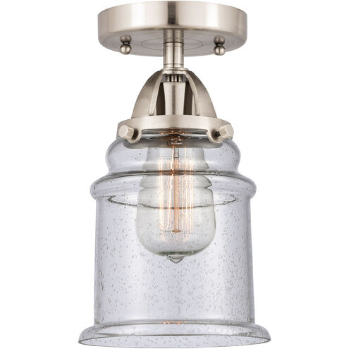 Nouveau 2 Canton 1 Light 6 inch Brushed Satin Nickel Semi-Flush Mount Ceiling Light in Seedy Glass