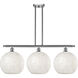 Ballston White Mouchette 3 Light 38.5 inch Brushed Satin Nickel Stem Hung Island Light Ceiling Light