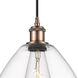 Ballston Dome LED 12 inch Antique Copper Mini Pendant Ceiling Light in Clear Glass, Black Textured