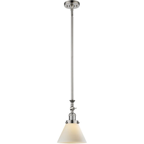 Franklin Restoration Cone 1 Light 8 inch Polished Nickel Mini Pendant Ceiling Light in Incandescent, Matte White, Franklin Restoration