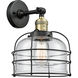 Franklin Restoration Large Bell Cage 1 Light 8 inch Black Antique Brass Semi-Flush Mount Ceiling Light in Clear with Cage, Franklin Restoration