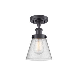 Ballston Small Cone LED 6 inch Matte Black Semi-Flush Mount Ceiling Light in Seedy Glass, Ballston