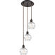 Ballston Athens Deco Swirl 3 Light 13 inch Oil Rubbed Bronze Multi-Pendant Ceiling Light