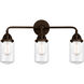 Nouveau 2 Dover 3 Light 23 inch Oil Rubbed Bronze Bath Vanity Light Wall Light in Clear Glass