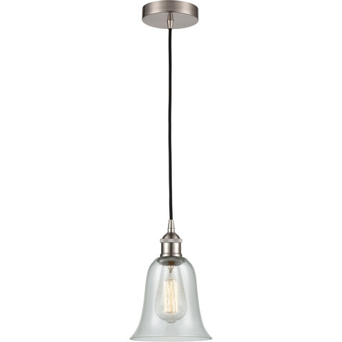 Edison Hanover LED 6.25 inch Brushed Satin Nickel Mini Pendant Ceiling Light in Fishnet Glass