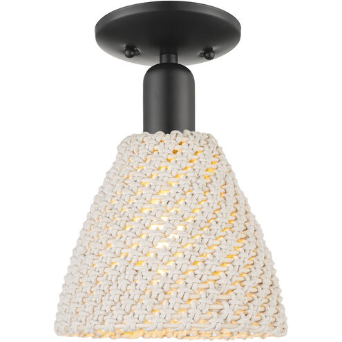 Downtown Urban Natural Ballston Dome 1 Light 7.5 inch Matte Black Semi-Flush Mount Ceiling Light