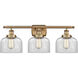 Ballston Large Bell 3 Light 26 inch Brushed Brass Bath Vanity Light Wall Light in Clear Glass