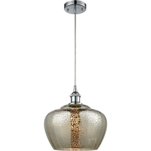 Ballston Large Fenton LED 11 inch Polished Chrome Mini Pendant Ceiling Light in Mercury Glass, Ballston