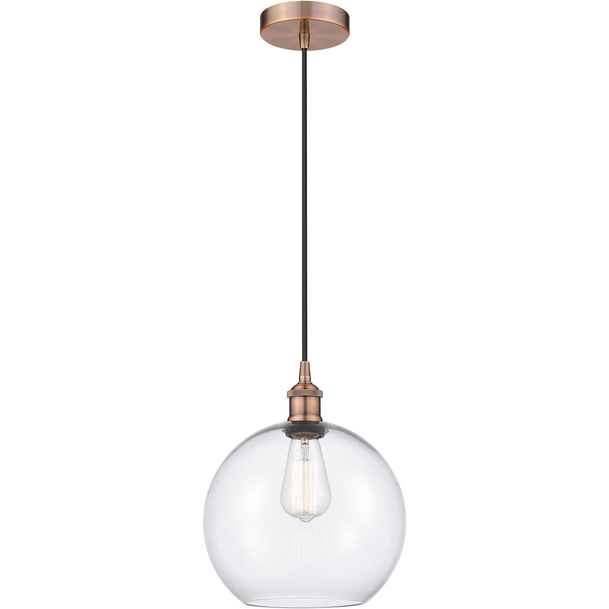 Edison Athens 1 Light 10 inch Antique Copper Mini Pendant Ceiling Light