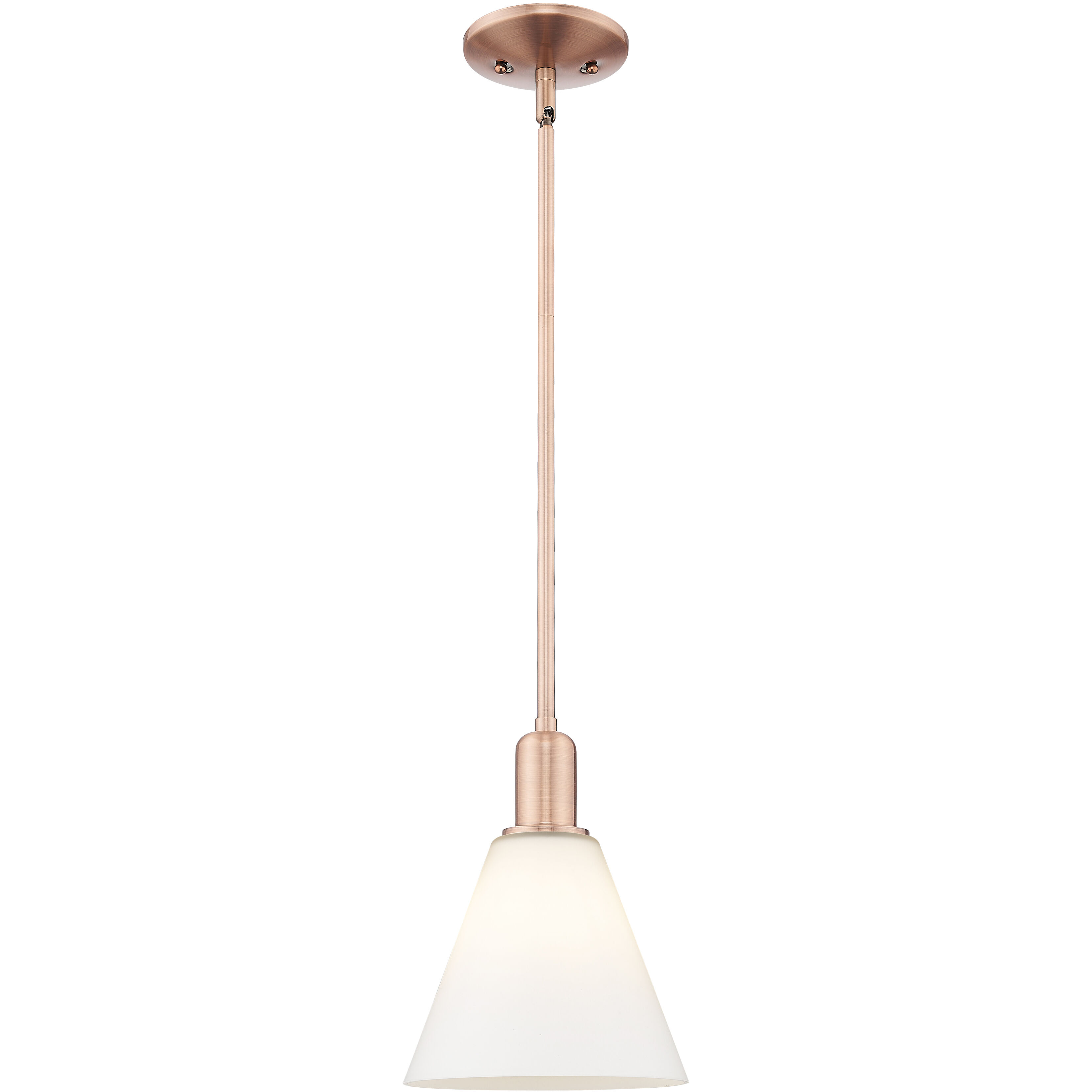Arcadia Berkshire Glass 1 Light 8 inch Antique Copper Mini Pendant Ceiling Light in Matte White