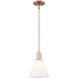 Arcadia Berkshire Glass 1 Light 8 inch Antique Copper Mini Pendant Ceiling Light in Matte White
