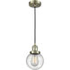Franklin Restoration Beacon 1 Light 6 inch Antique Brass Mini Pendant Ceiling Light in Incandescent, Seedy, Franklin Restoration