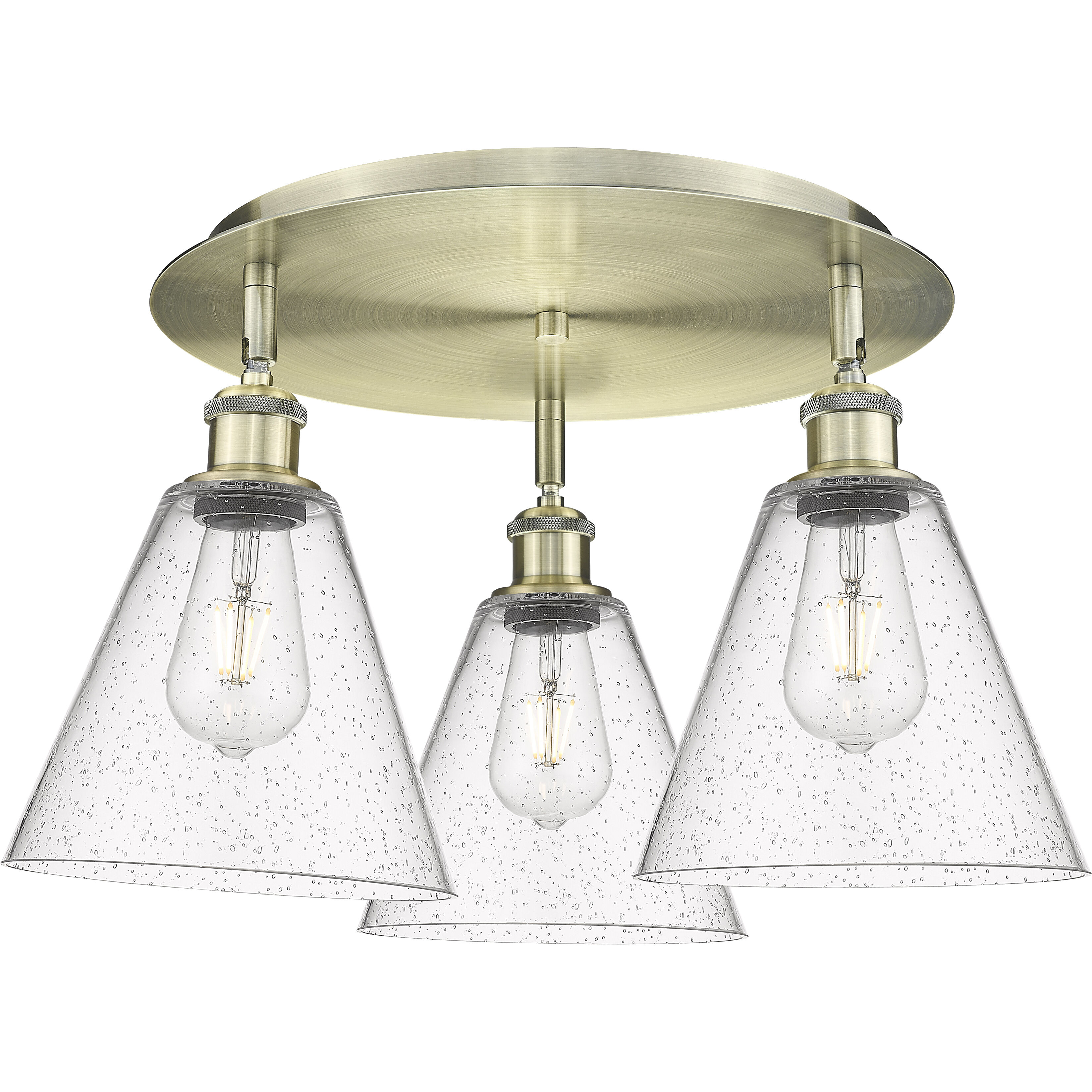 Berkshire 3 Light 19.75 inch Antique Brass Flush Mount Ceiling Light in Seedy