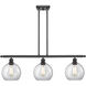 Ballston Athens 3 Light 36 inch Matte Black Island Light Ceiling Light in Clear Glass, Ballston