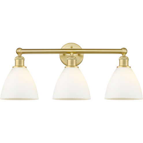 Bristol Glass 3 Light 25.5 inch Satin Gold Bath Vanity Light Wall Light in Matte White