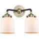 Nouveau Small Bell LED 13 inch Black Antique Brass Bath Vanity Light Wall Light in Matte White Glass, Nouveau