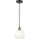Edison Brookhaven Globe 1 Light 7.88 inch Black Antique Brass Mini Pendant Ceiling Light in Opal Glass