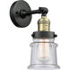 Franklin Restoration Small Canton LED 6 inch Black Antique Brass Semi-Flush Mount Ceiling Light in Seedy Glass, Franklin Restoration