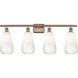 Ballston Brookhaven Almond 4 Light 36 inch Antique Copper Bath Vanity Light Wall Light in Opal Glass