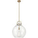 Downtown Urban Newton Sphere 1 Light 16 inch Brushed Brass Pendant Ceiling Light in Clear