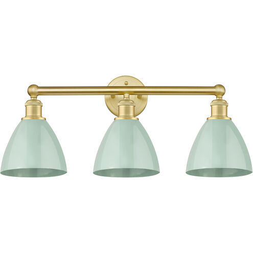 Plymouth Dome 3 Light 25.5 inch Satin Gold and Seafoam Bath Vanity Light Wall Light