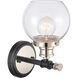Saybrook LED 6 inch Black Polished Nickel Sconce Wall Light in Clear Glass