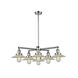 Franklin Restoration Small Oxford 6 Light 30 inch Polished Chrome Chandelier Ceiling Light in Incandescent, Seedy Glass, Franklin Restoration