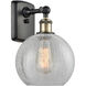 Ballston Athens LED 8 inch Black Antique Brass Sconce Wall Light in Clear Crackle Glass, Ballston