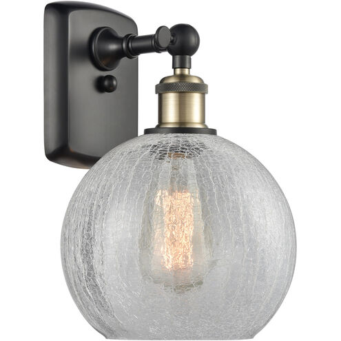 Ballston Athens LED 8 inch Black Antique Brass Sconce Wall Light in Clear Crackle Glass, Ballston