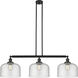 Franklin Restoration X-Large Bell 3 Light 42 inch Matte Black Island Light Ceiling Light in Seedy Glass, Franklin Restoration