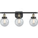 Ballston Beacon 3 Light 26 inch Black Antique Brass Bath Vanity Light Wall Light in Seedy Glass