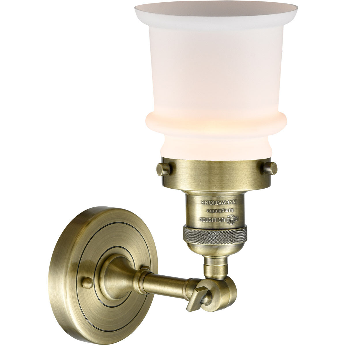 Franklin Restoration Small Canton LED 6 inch Antique Brass Semi-Flush Mount Ceiling Light in Matte White Glass, Franklin Restoration