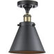 Appalachian 1 Light 8 inch Black Antique Brass Semi-Flush Mount Ceiling Light