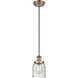 Ballston Small Bell 1 Light 5 inch Brushed Brass Mini Pendant Ceiling Light in Seedy Glass