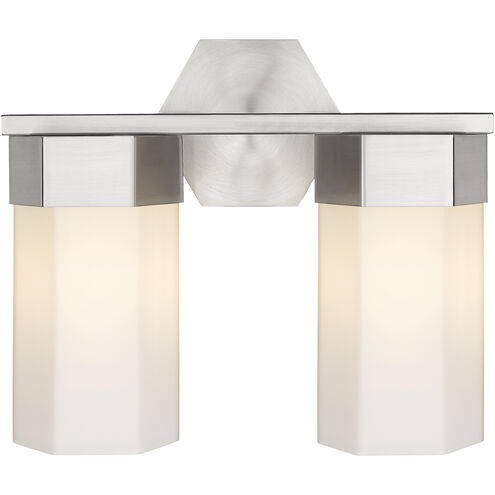 Claverack 2 Light 13.63 inch Satin Nickel Bath Vanity Light Wall Light in Matte White Glass