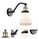 Franklin Restoration Bellmont 1 Light 6.5 inch Black Antique Brass Sconce Wall Light in Matte White Glass, Franklin Restoration