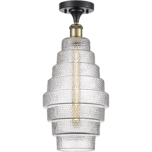 Ballston Cascade LED 8.25 inch Black Antique Brass Semi-Flush Mount Ceiling Light in Clear Glass