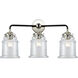 Nouveau Canton 3 Light 24 inch Black Polished Nickel Bath Vanity Light Wall Light in Clear Glass, Nouveau