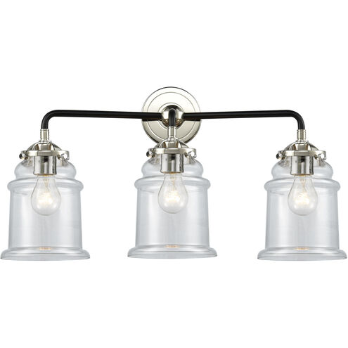 Nouveau Canton 3 Light 24 inch Black Polished Nickel Bath Vanity Light Wall Light in Clear Glass, Nouveau
