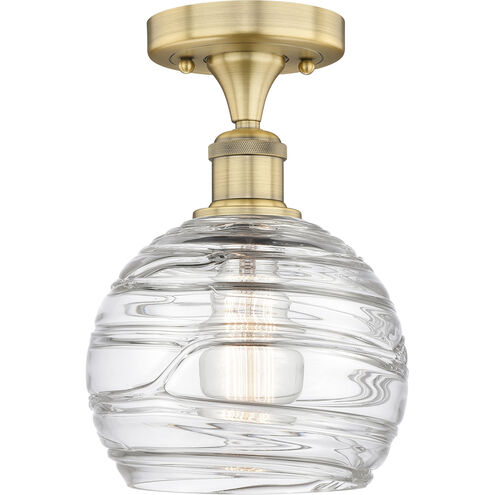 Athens Deco Swirl 1 Light 8 inch Brushed Brass Semi-Flush Mount Ceiling Light