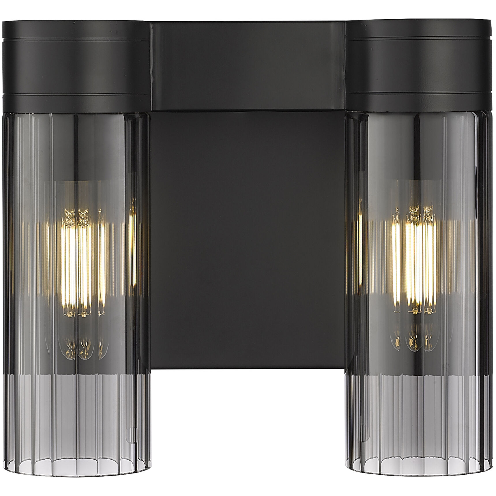 Empire 2 Light 10.5 inch Matte Black Sconce Wall Light in Plated Smoke Glass