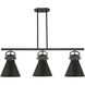 Newton Cone 3 Light 42 inch Matte Black Island Light With Curved Shade Holder Ceiling Light